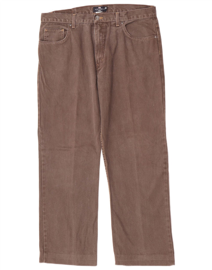 Marks & Spencer Herre Blue Harbor Straight Jeans W36 L28 Brun Bomuld