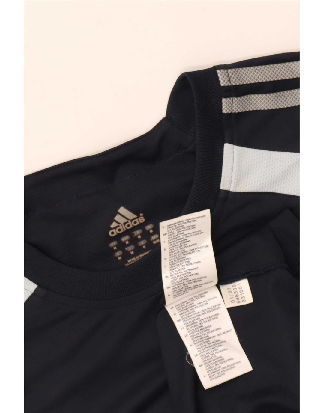 Adidas Herre T-shirt Top Medium Marineblå Colourblock Polyester