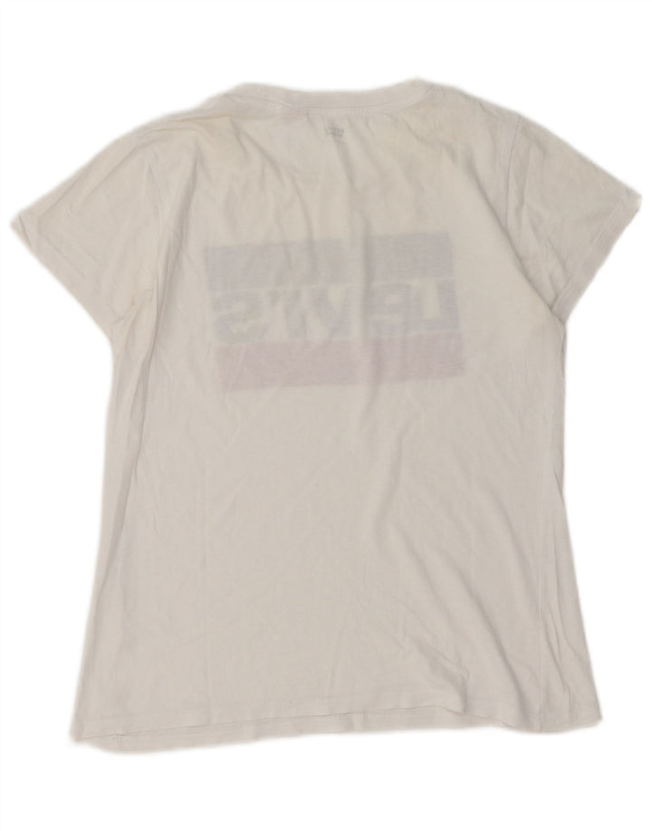LEVI'S Dame Grafisk T-Shirt Top UK 10 Small White