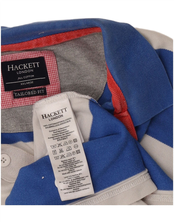 Hackett herre skræddersyet pasform poloshirt 2XL blå stribet bomuld