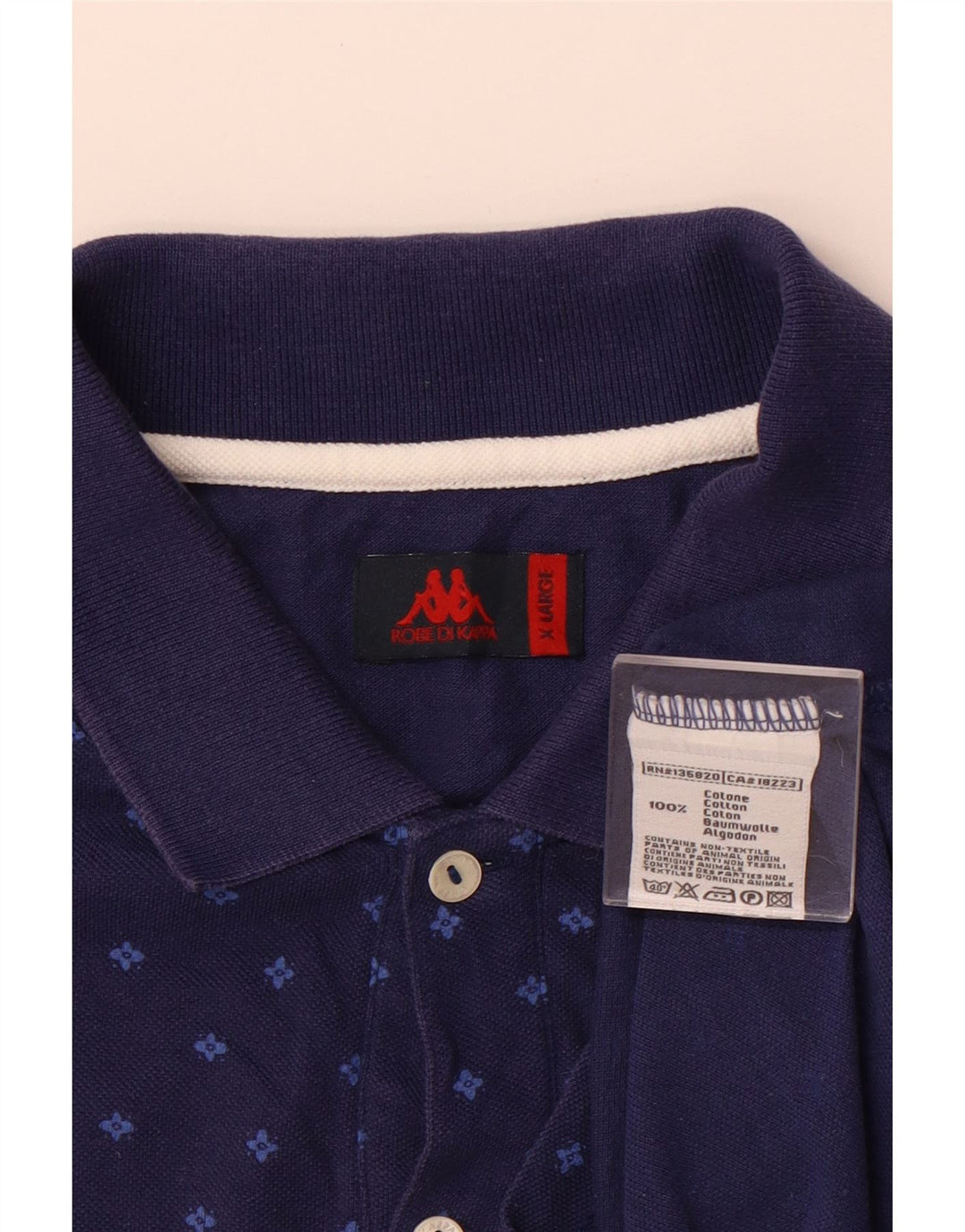 KAPPA herre poloshirt XL marineblå plettet bomuld