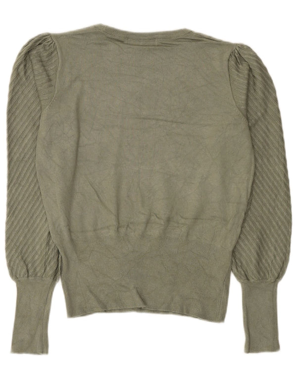 Marks & Spencer Womens Boat Neck Jumper Sweater UK 10 Small Khaki Striped