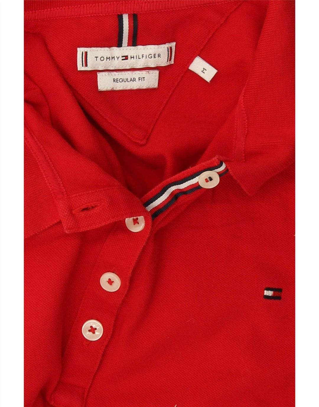 Tommy Hilfiger Dame Regular Fit Polo Shirt UK 12 Medium Red