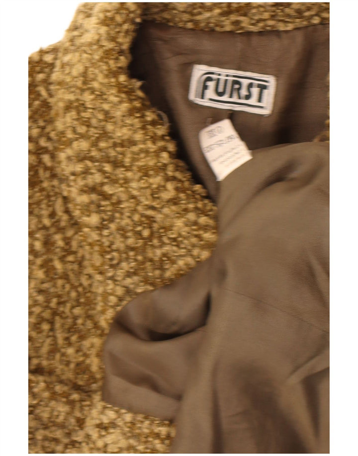 Vintage dame 4-knaps blazerjakke UK 14 Medium Khaki Flecked Acryl