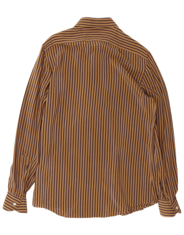 TORRAS Herreskjorte str. 38 Medium Brun Nålestribet Silke