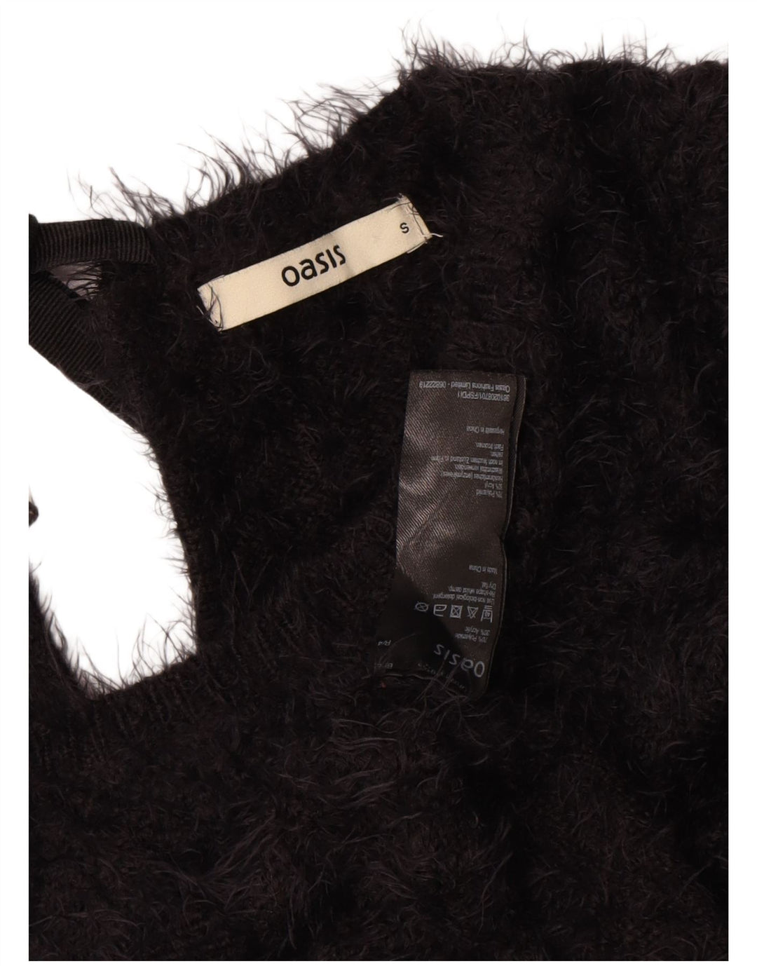 Oasis Dame Boat Neck Jumper Sweater UK 10 Small Black Polyamide