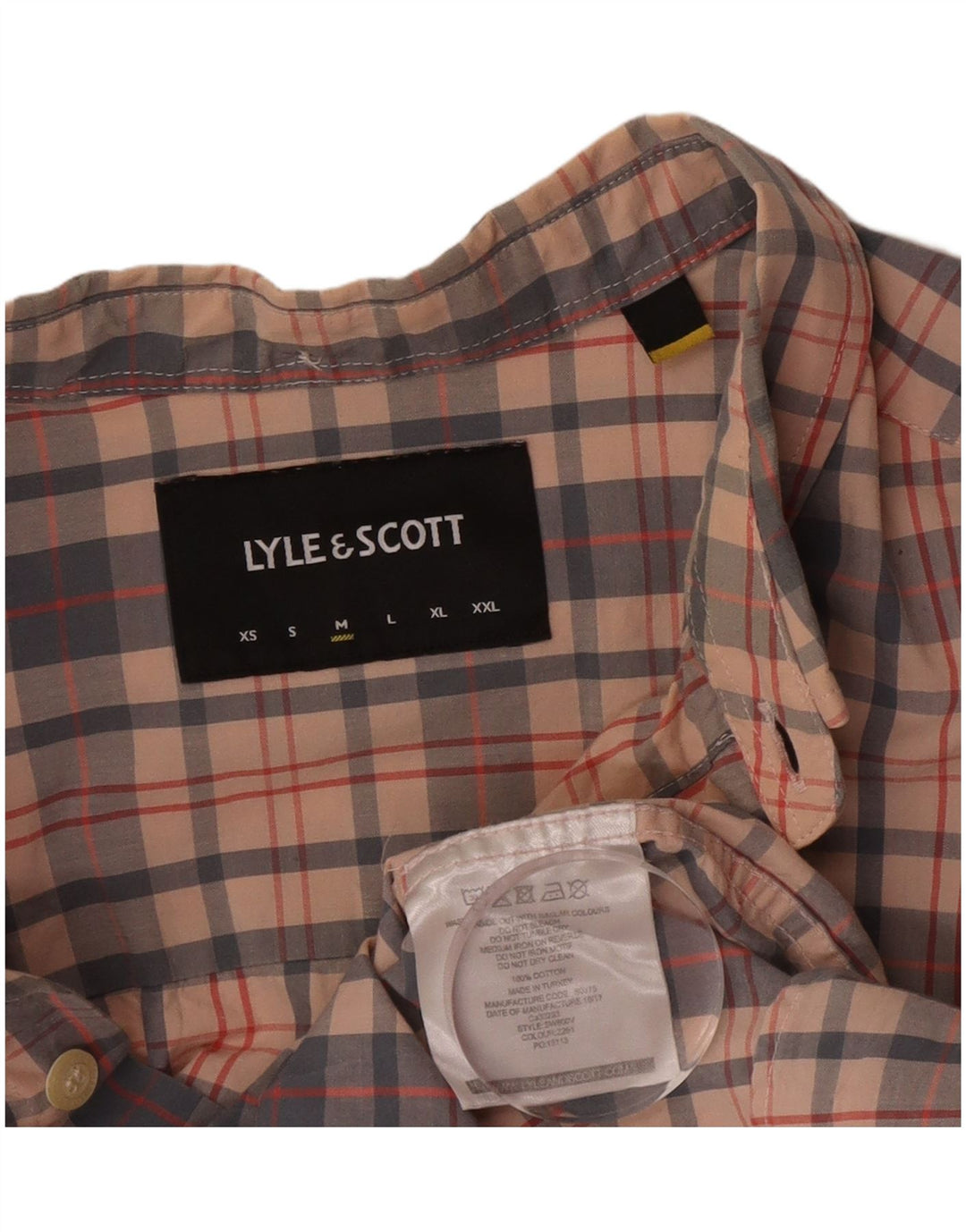 Lyle & Scott Kortærmet Herreskjorte Medium Beige Ternet bomuld