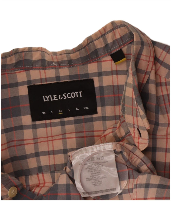 Lyle & Scott Kortærmet Herreskjorte Medium Beige Ternet bomuld