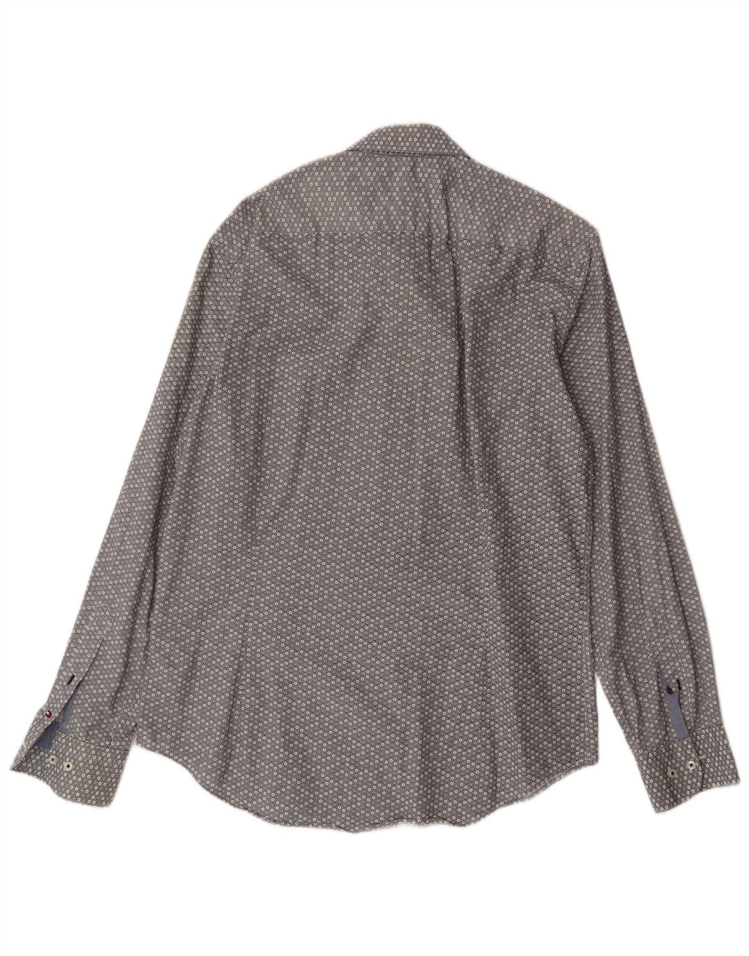 TOMMY HILFIGER Mens Shirt Large Grey Spotted Cotton