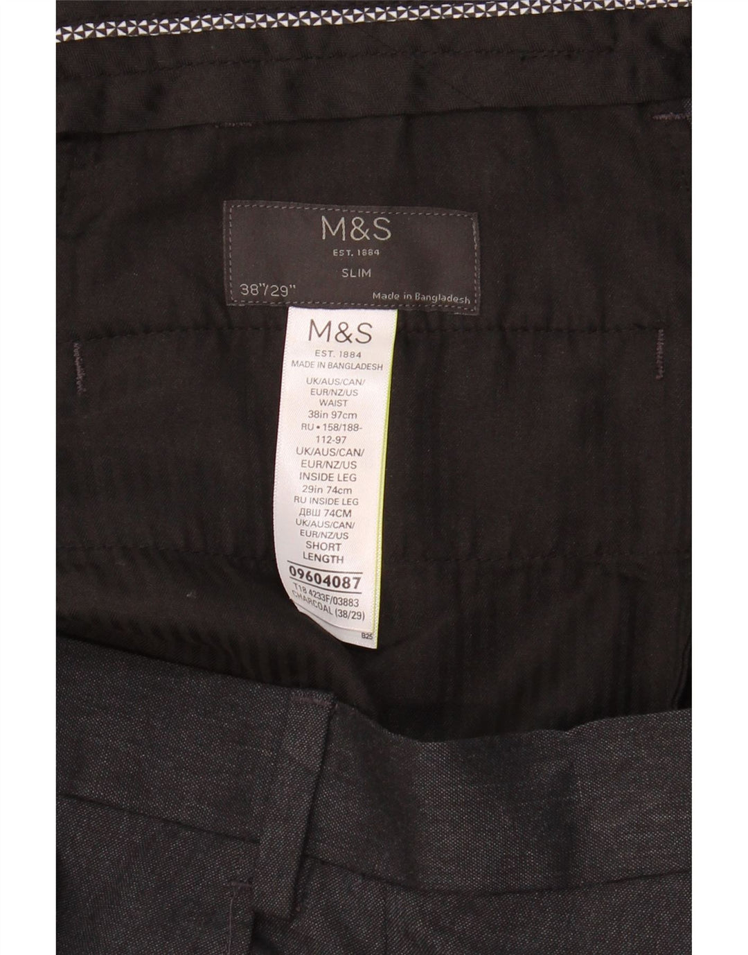 MARKS & SPENCER Mens Slim Fit Chino Trousers W38 L29  Grey Polyester Vintage Marks & Spencer and Second-Hand Marks & Spencer from Messina Hembry 