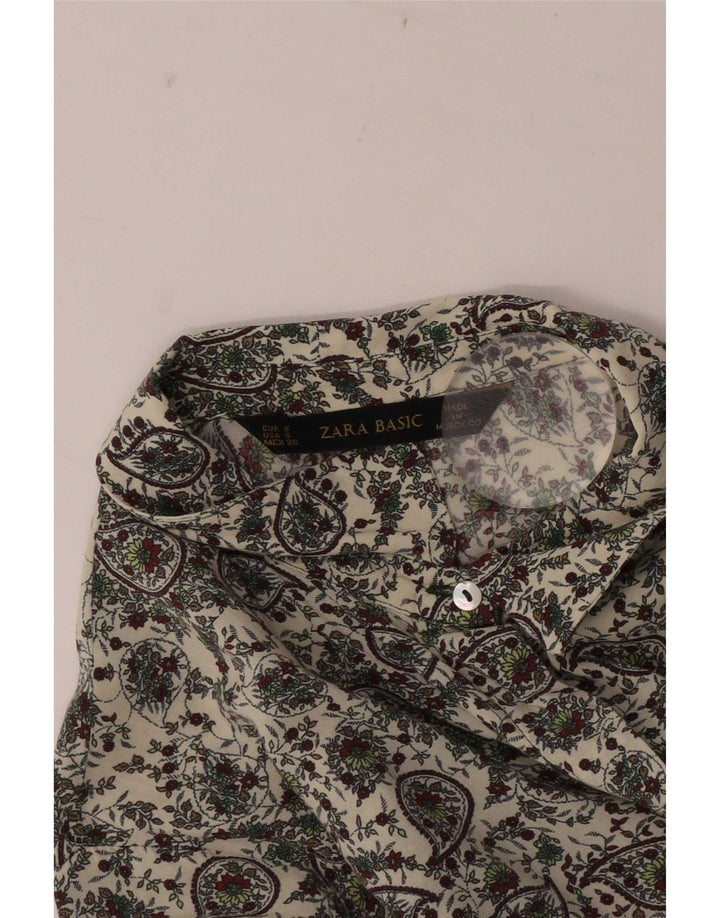 Zara Dameskjorte UK 10 Small Beige Paisley