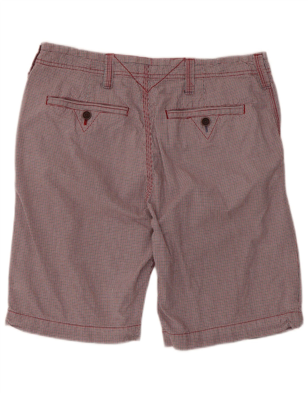 HVIDE TING Herre Chino Shorts W34 Large Red Gingham Cotton