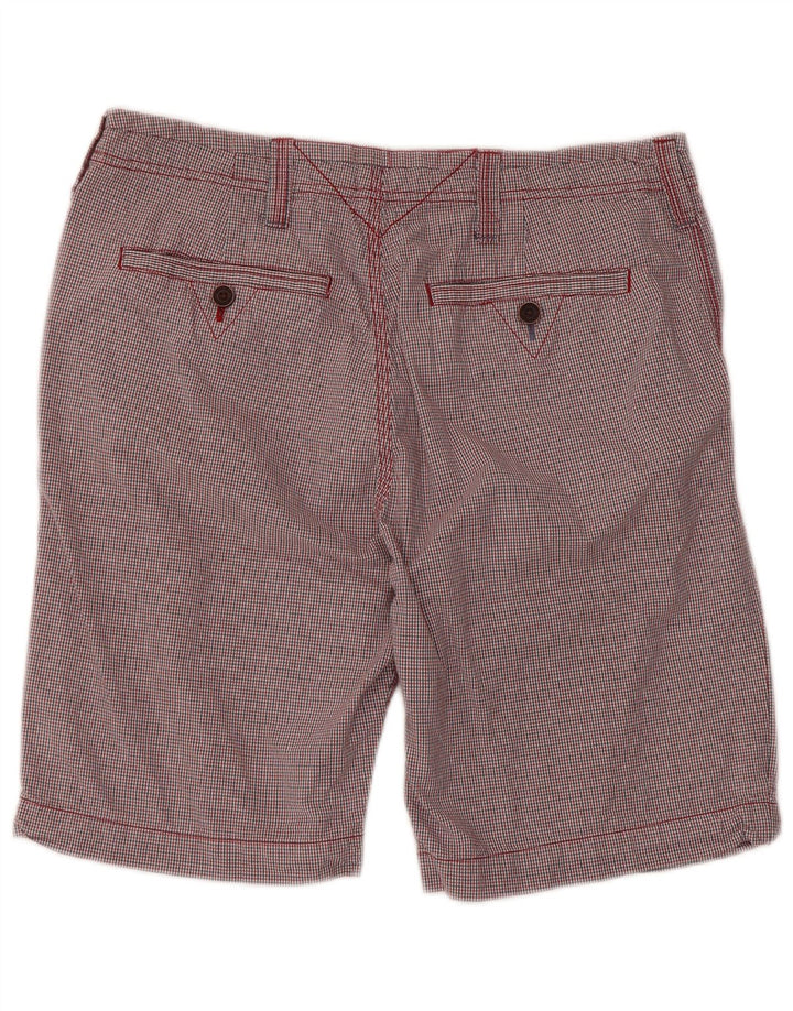 HVIDE TING Herre Chino Shorts W34 Large Red Gingham Cotton