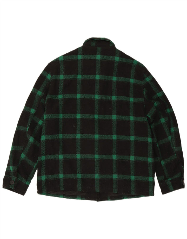 Zara Herre Patch Utility Jacket UK 40 Large Green Check Polyester