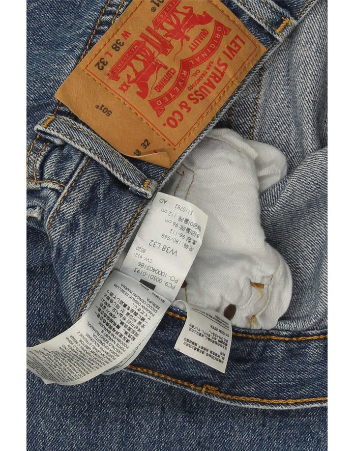 Levi's Herre 501 lige jeans W38 L32 blå bomuld