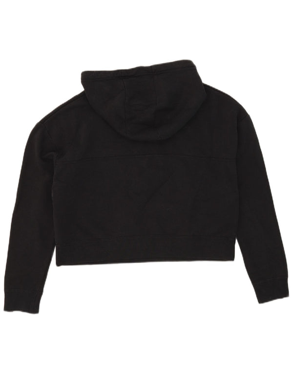 Nike Dame Oversized Crop Graphic Hoodie Jumper UK 10 Small Black Bomuld
