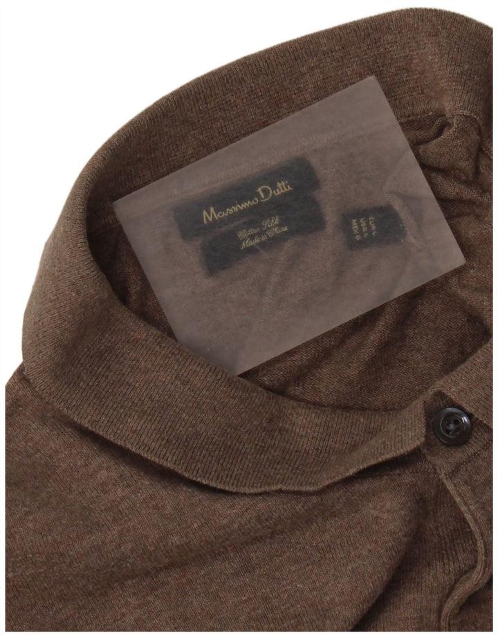 Massimo Dutti Herre Polo Neck Jumper Sweater Stor Brun