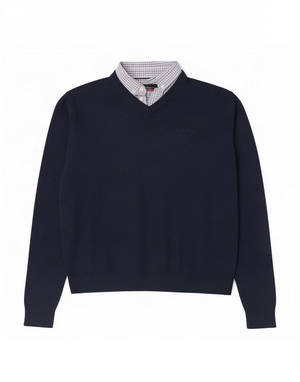 Pierre Cardin Herre V-hals sweater Stor marineblå akryl