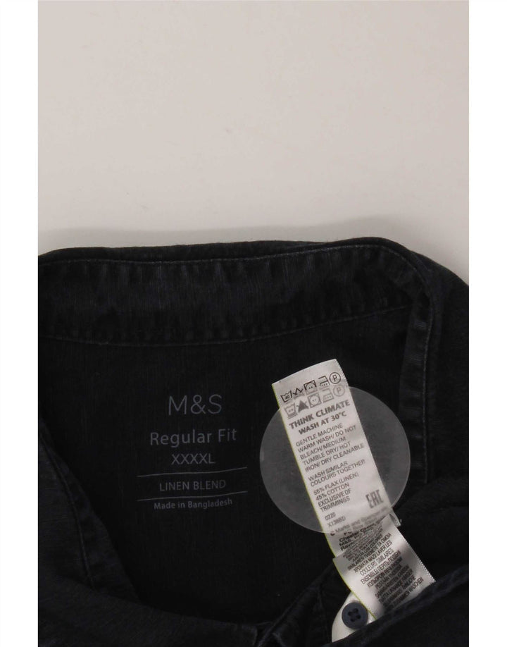 Marks & Spencer Herre Regular Fit skjorte 4XL marineblå hør