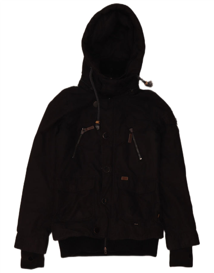 KHUJO Herre Hooded Utility Jacket UK 38 Medium Black Polyester