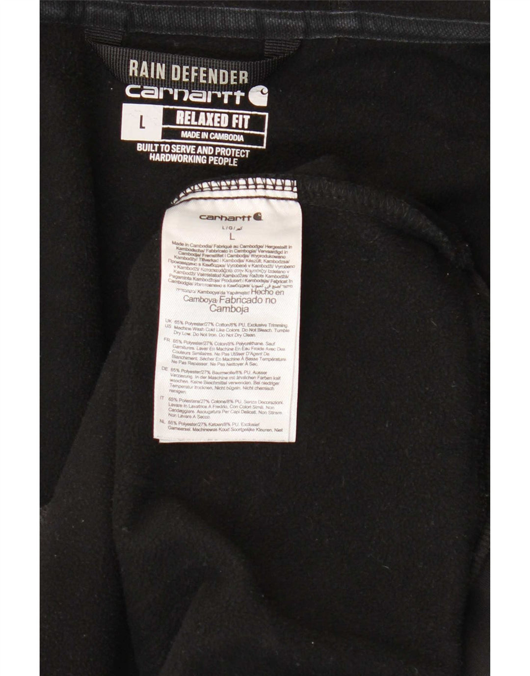 Carhartt Herre Relaxed Fit Hættetrøje Sweater med lynlås Stor sort polyester