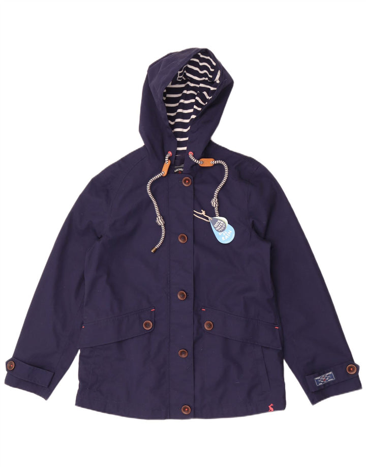 Joules Dame Hætte Oversized regnjakke UK 10 Small Navy Blue Bomuld