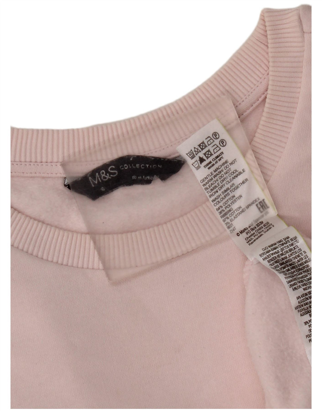 Marks & Spencer Dame Sweatshirt Jumper UK 16 Large Pink Bomuld