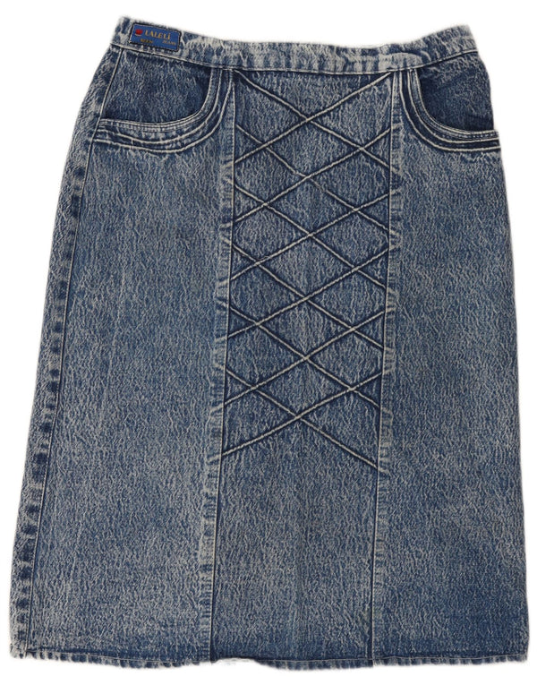 Vintage Dame Midi Denim Nederdel IT 46 Large W34 Blue Cotton