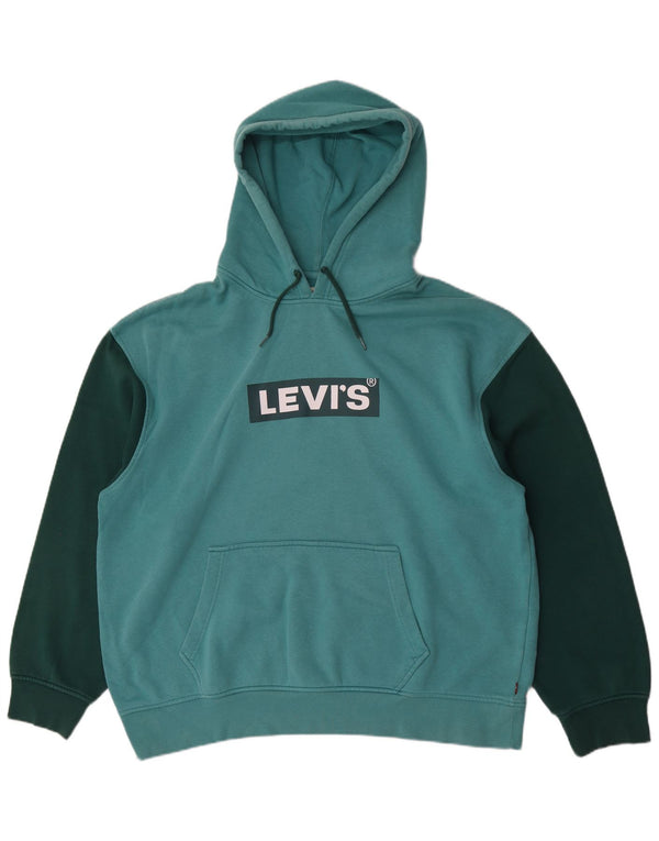 Levi's Herre Relaxed Graphic Hoodie Jumper XL Turkis Colourblock Bomuld