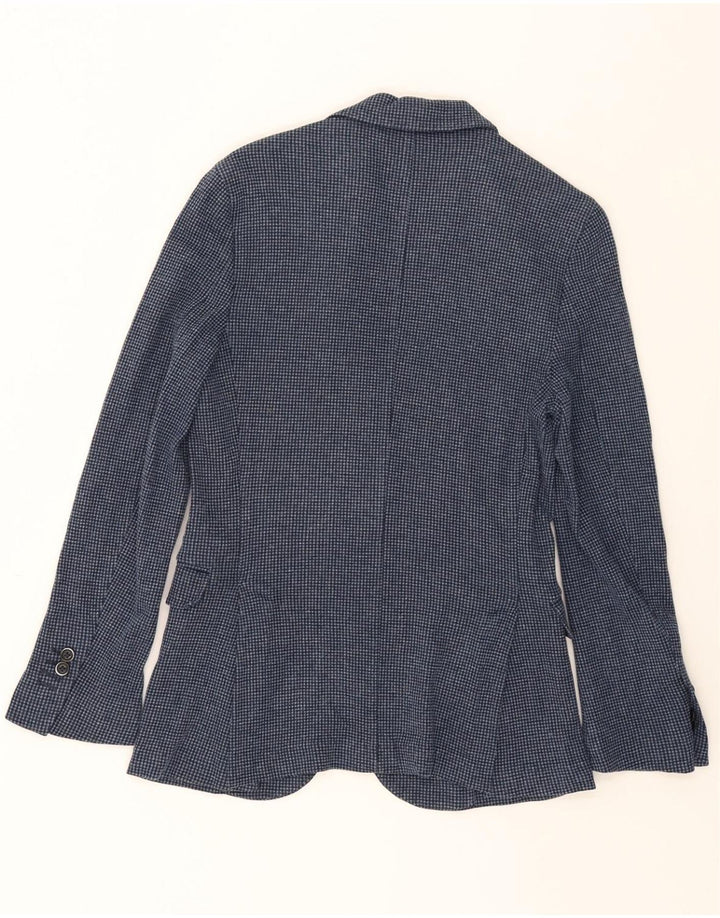 MASSIMO DUTTI Womens 2 Button Blazer Jacket UK 12 Medium Navy Blue Check Vintage Massimo Dutti and Second-Hand Massimo Dutti from Messina Hembry 