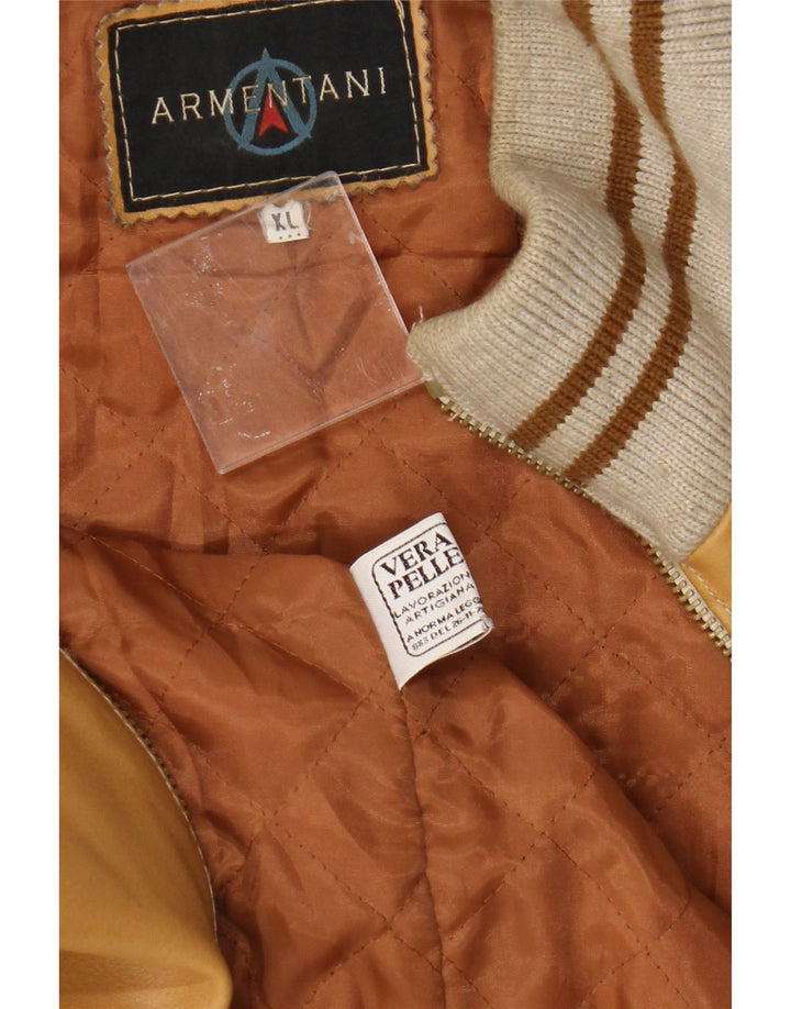 Vintage Herre Bomber Læderjakke UK 42 XL Beige Læder