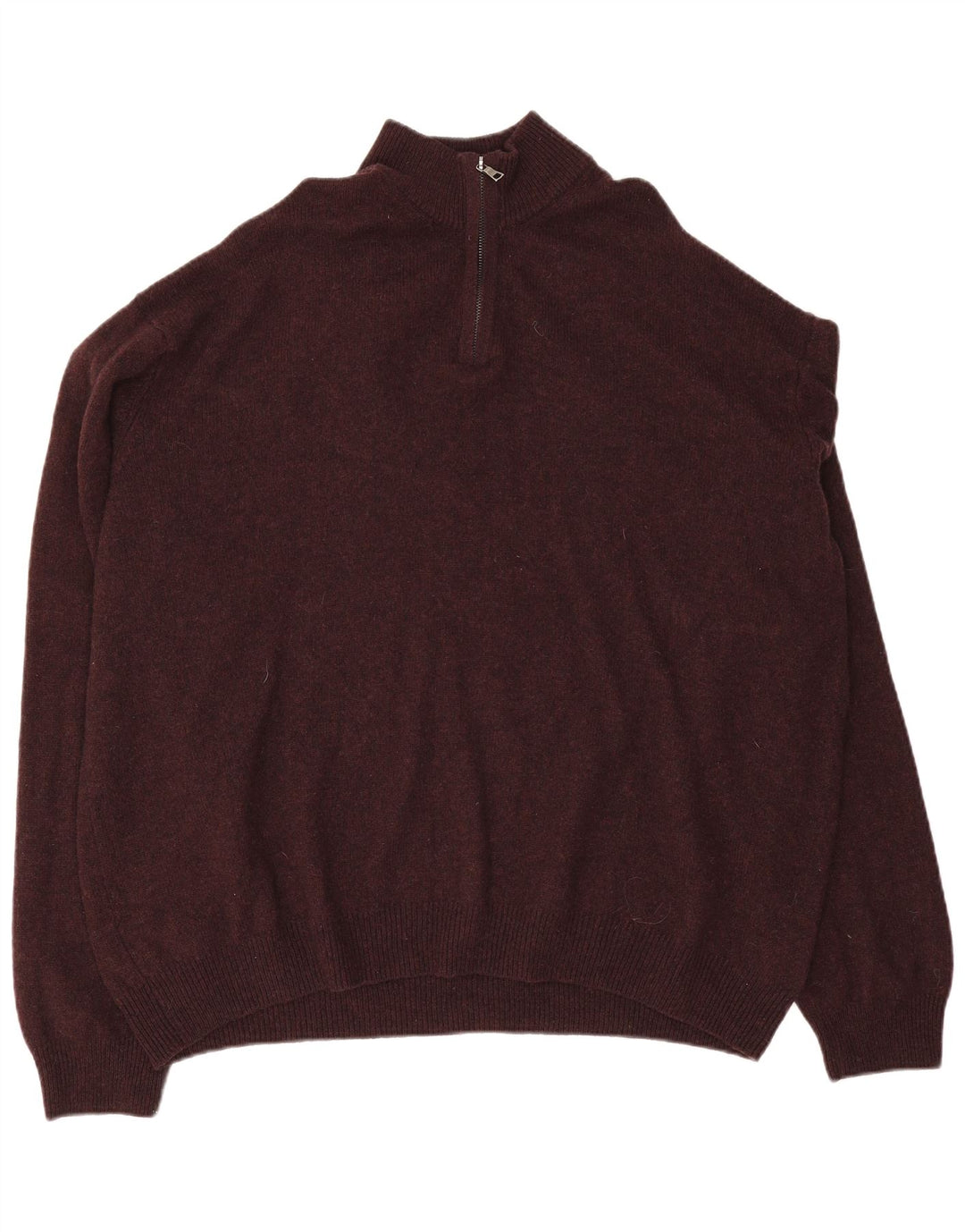 MARKS & SPENCER Herre Zip Neck Jumper Sweater 4XL Burgundy Wool