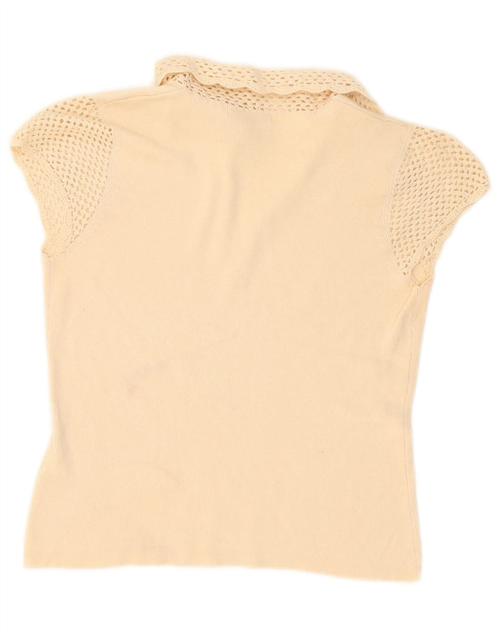 Marks & Spencer Dame Polo Shirt UK 10 Small Beige Bomuld