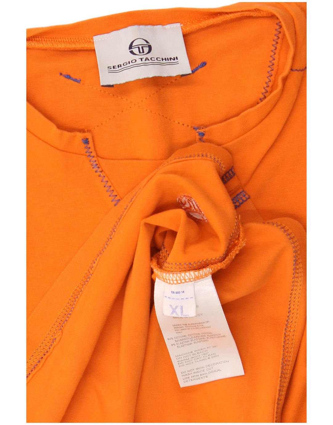 SERGIO TACCHINI Dame T-Shirt Top UK 18 XL Orange Bomuld