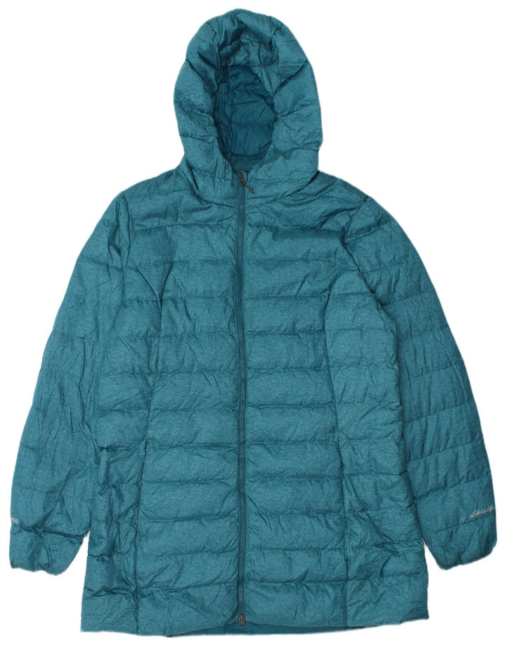 EDDIE BAUER Dame hætte polstret frakke UK 14 Large Blue