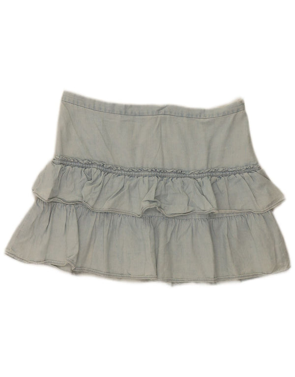 French Connection Womens Denim Mini Ruffle Skirt UK 12 Medium W32 Blue