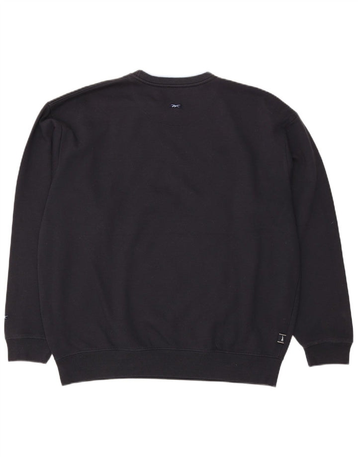 REEBOK Mens Sweatshirt Jumper Large Navy Blue Polyester
