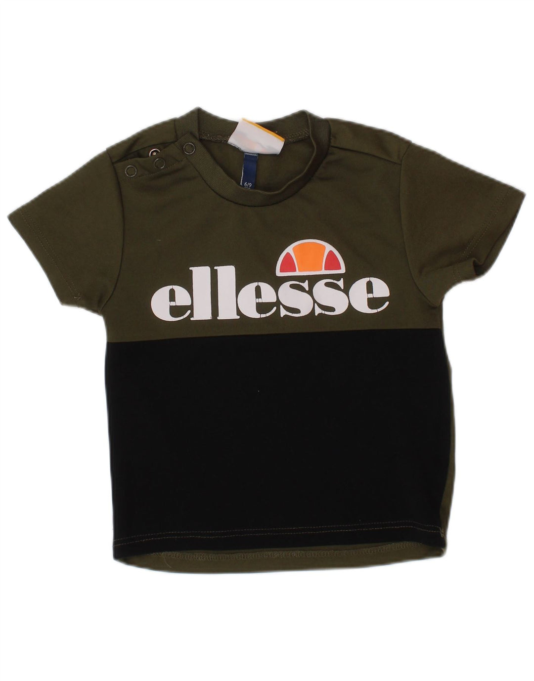ELLESSE Baby Boys Grafisk T-Shirt Top 6-9 måneder Khaki Colourblock