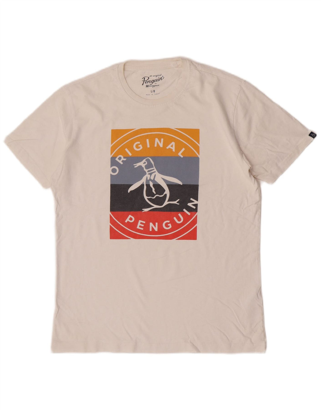 Penguin Herre Grafisk T-Shirt Top Stor Hvid Bomuld
