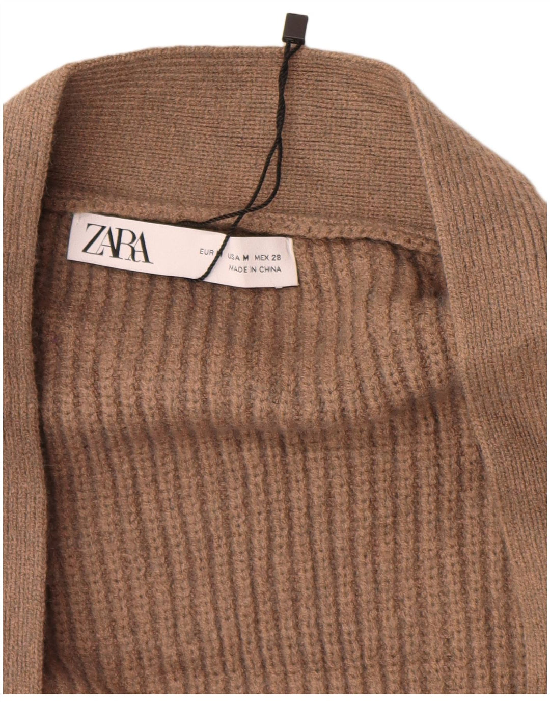 ZARA Womens Oversized Longline Open Cardigan Sweater UK 14 Medium Brown