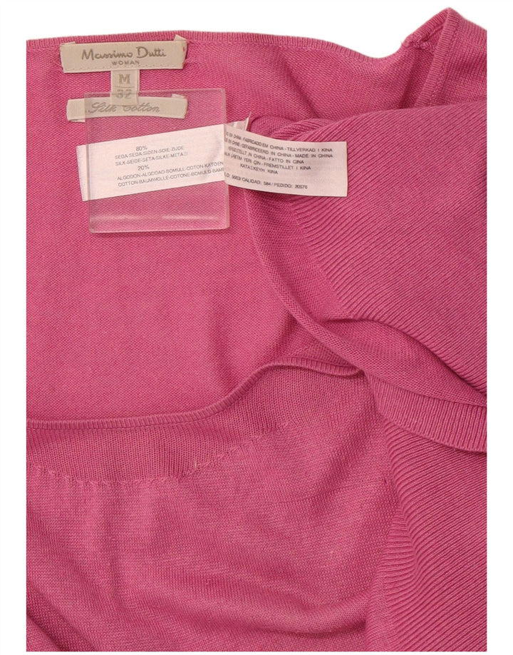 MASSIMO DUTTI Dame Boat Neck Jumper Sweater UK 14 Medium Pink Silke