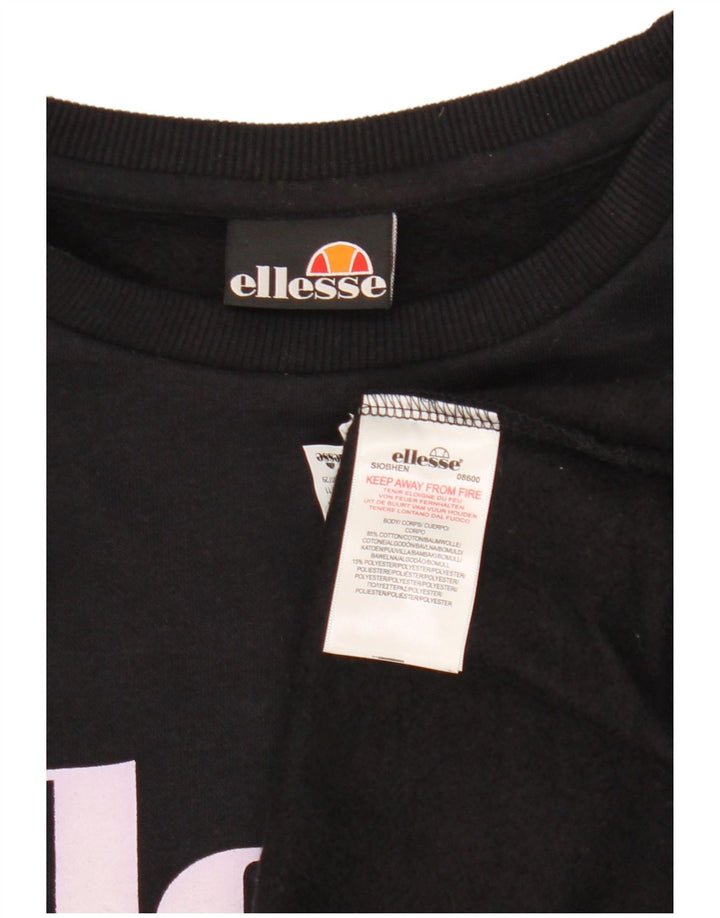 Ellesse Dame Grafisk Oversized Sweatshirt Jumper UK 14 Medium Sort