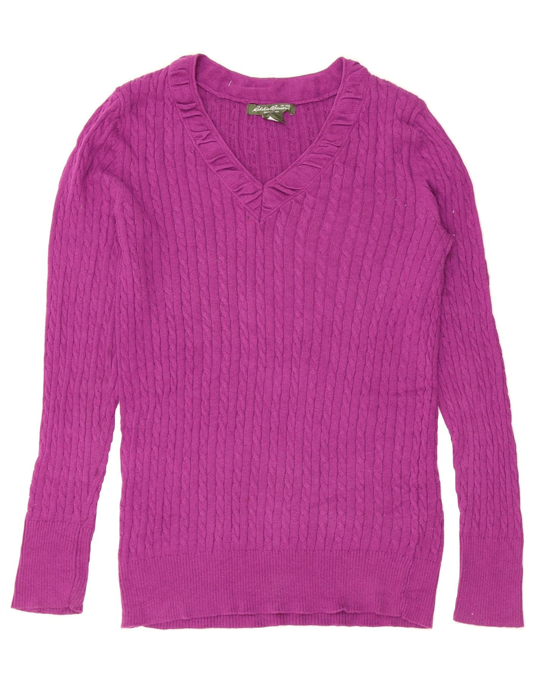 EDDIE BAUER Womens V-Neck Jumper Sweater UK 12 Medium Purple Cotton Vintage Eddie Bauer and Second-Hand Eddie Bauer from Messina Hembry 