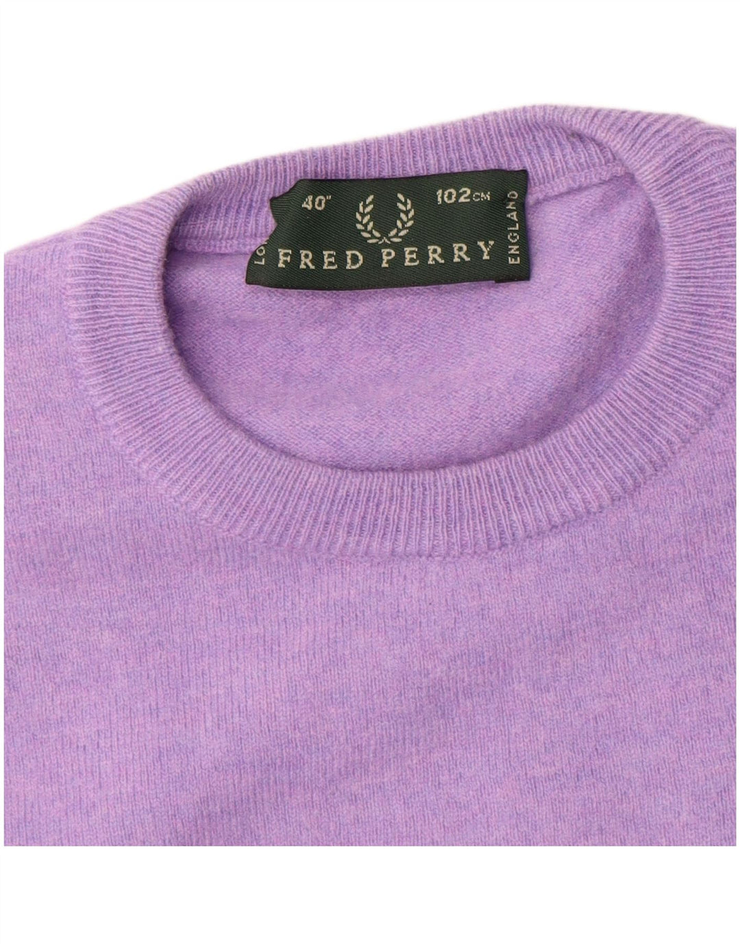 Fred Perry dame sweater med rund hals, medium lilla uld