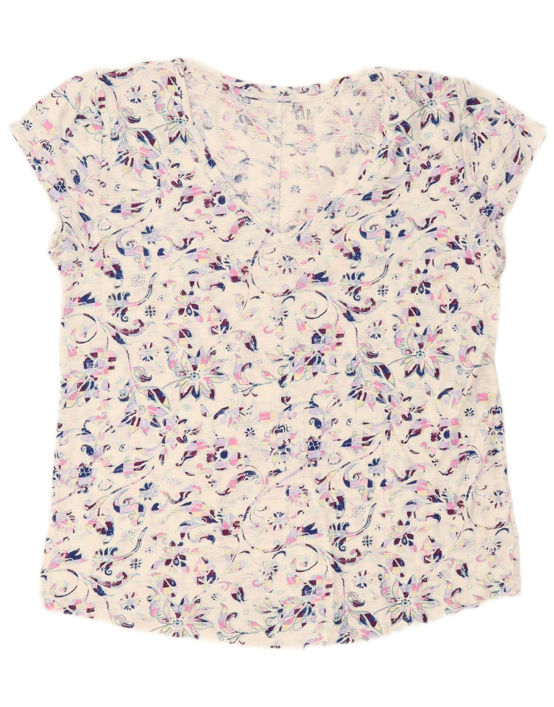 GAP Womens T-Shirt Top UK 16 Large White Floral