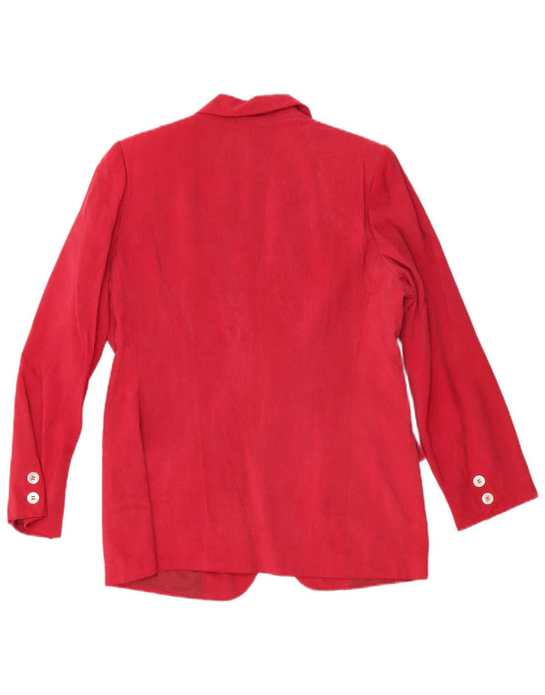 Caractere Dame 1 Knap Blazer Jakke UK 12 Medium Rød Silke