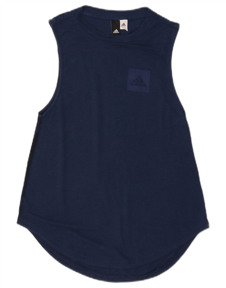 Adidas Dame Vest Top UK 8 Small Navy Blue Tie Dye Polyester