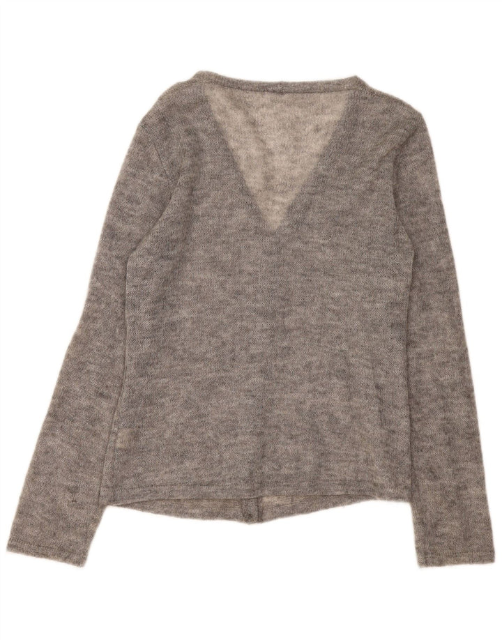 Vintage dame cardigan sweater UK 16 Large Grå Flecked Elastan