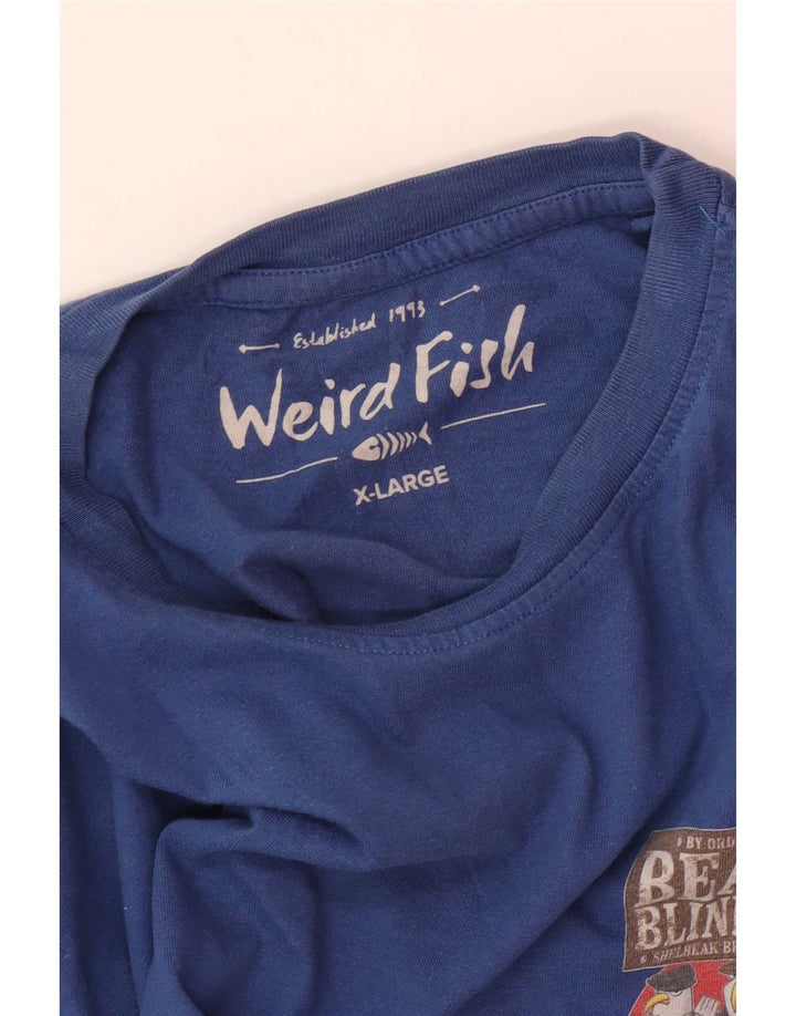 Weird Fish Herre Grafisk T-Shirt Top XL Blå
