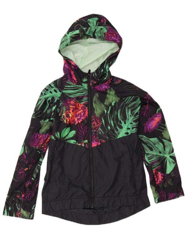 Nike piger grafisk regnjakke med hætte 10-11 år Medium Black Floral